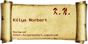 Kólya Norbert névjegykártya