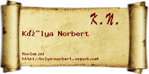 Kólya Norbert névjegykártya